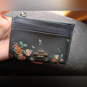 Coach Black and Floral Card Holder